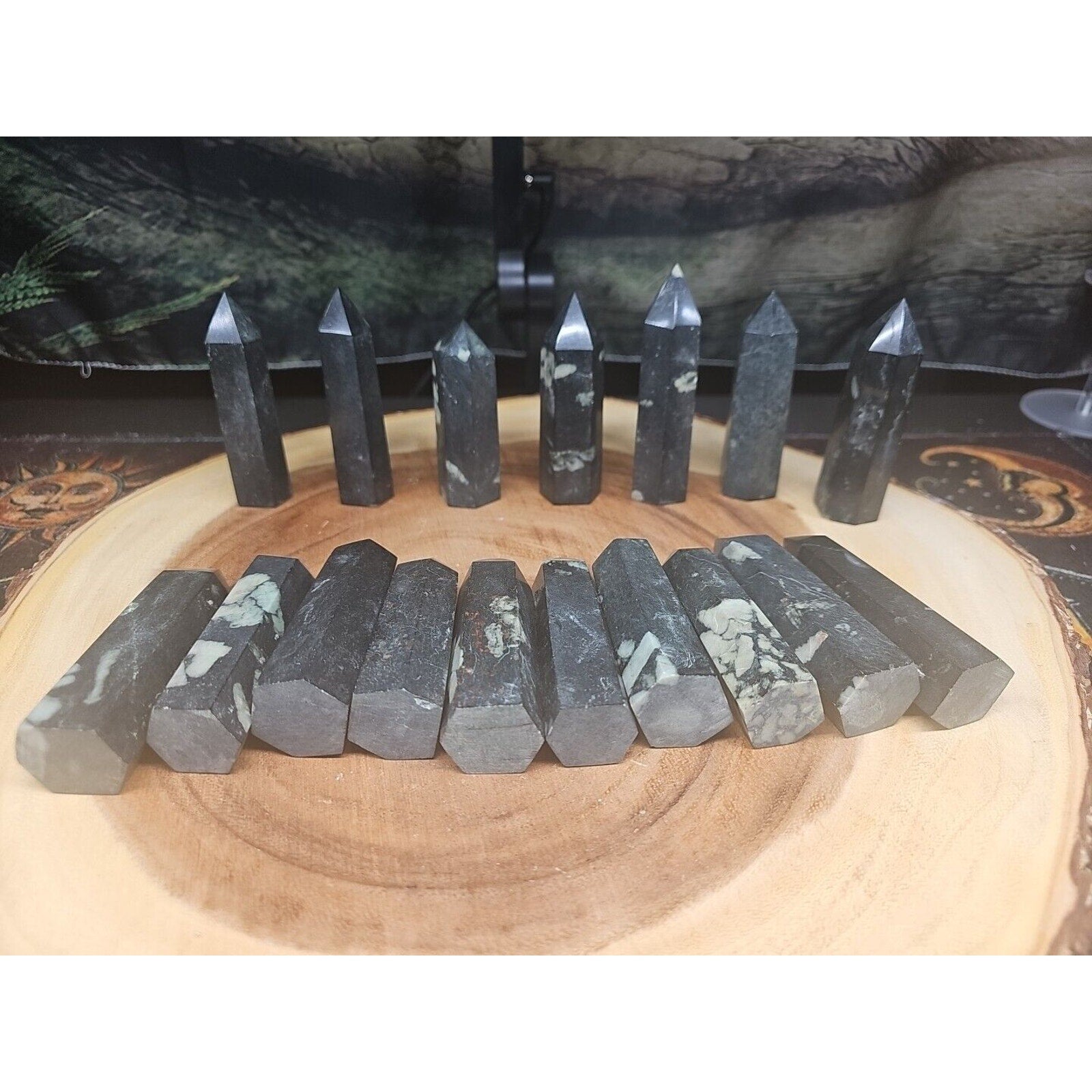 .74lbs Avg 4Pcs Natural Plum Blossom Jasper Crystal Point Tower Polished Healing by CrystalCloud Company