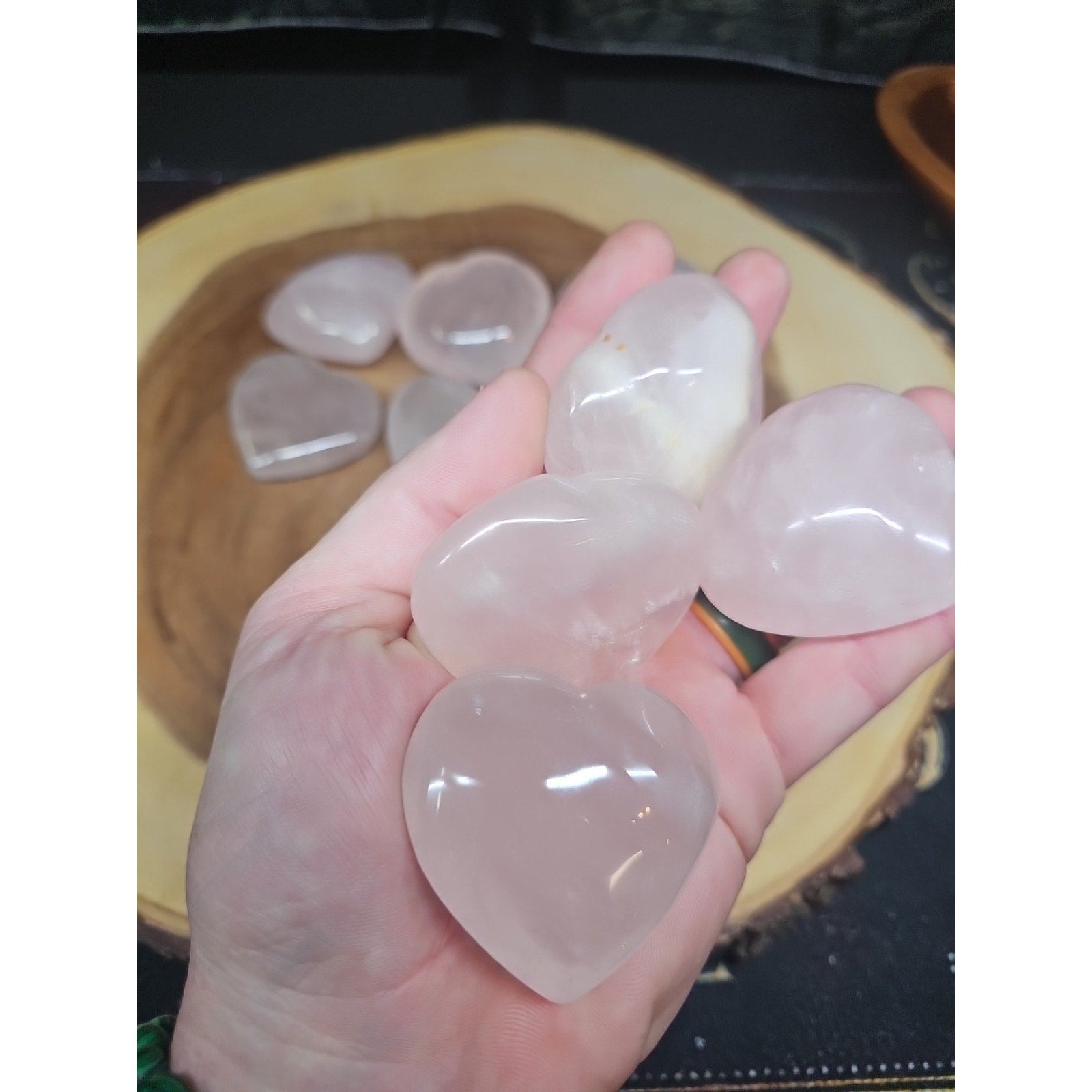 1Pcs Large Natural Pink Rose Quartz Crystal Heart Carved Palm Stone by CrystalCloud Company