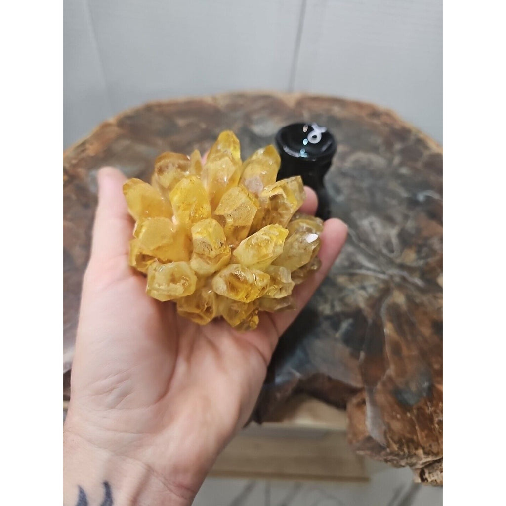1.12LB Yellow Phantom Quartz Crystal Cluster Mineral Specimen W/Stand by CrystalCloud Company