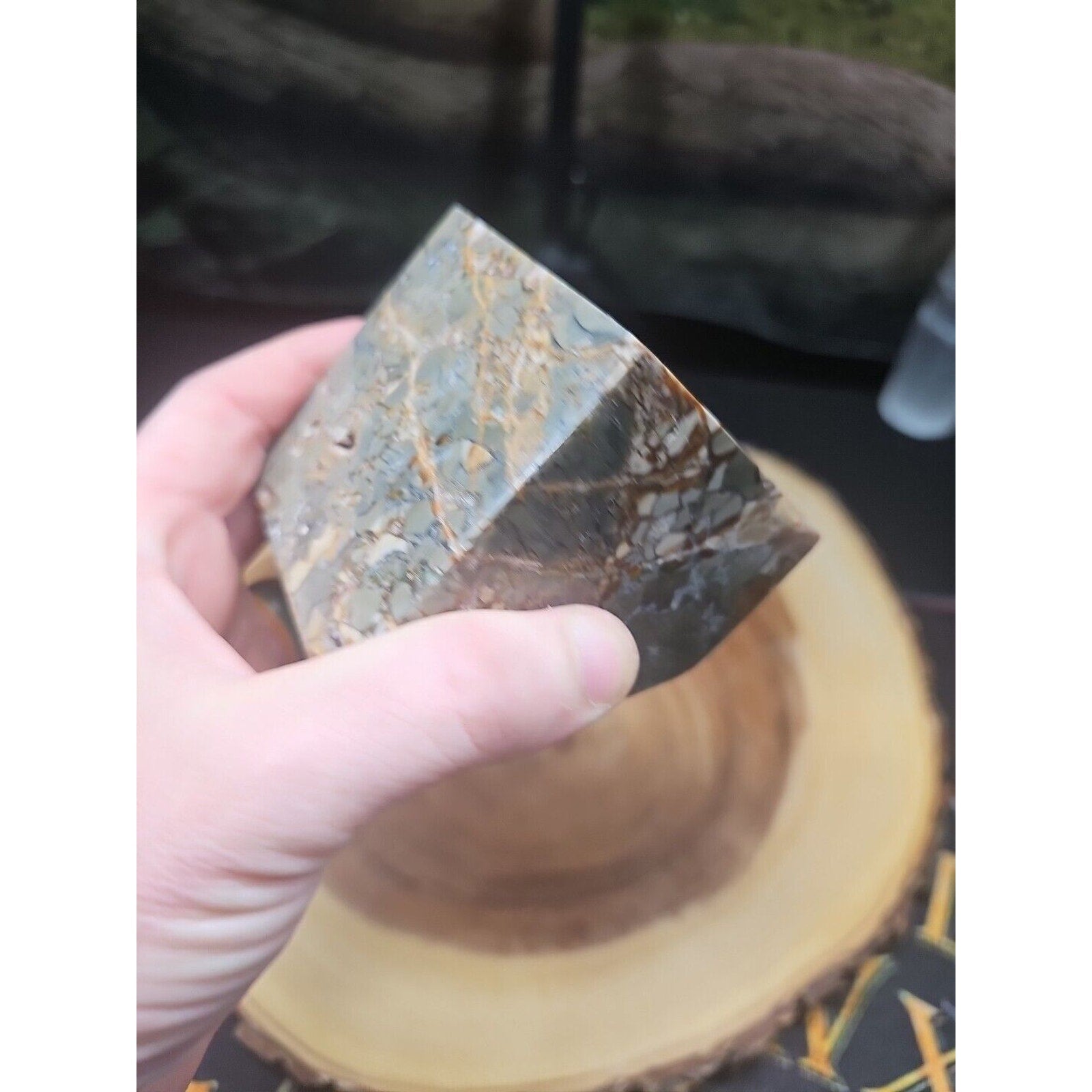 1.87LB 1Pcs Natural Ocean Jasper Onyx Quartz Crystal Geode Square Heptahedron by CrystalCloud Company