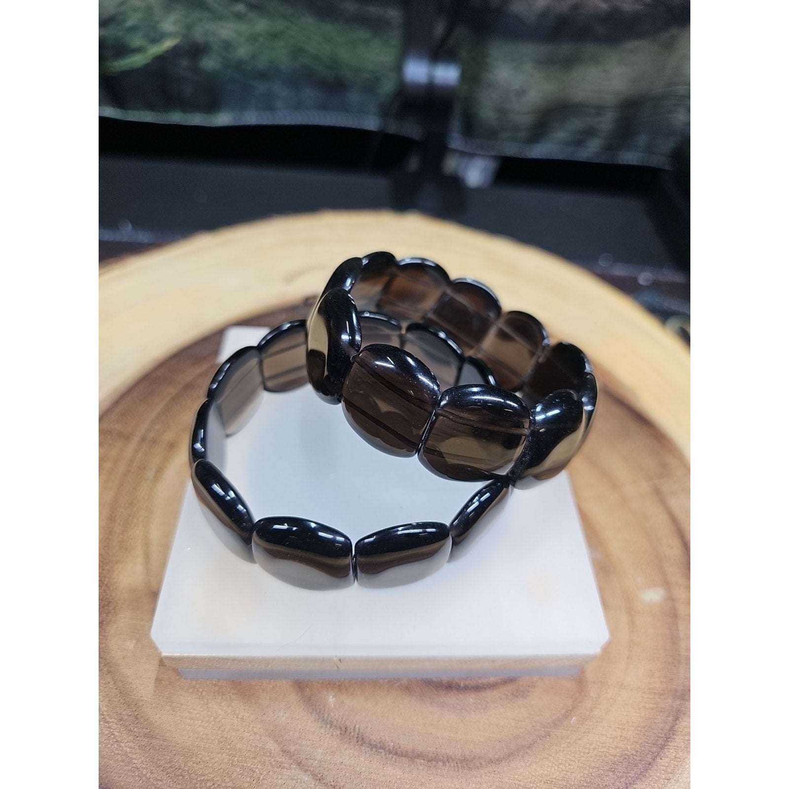 1Pcs Natural Smokey Clear Quartz Crystal Bracelets Polished Healing by CrystalCloud Company