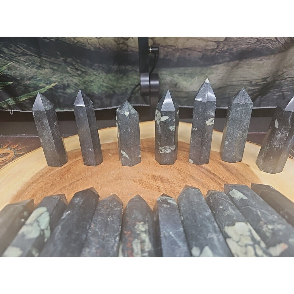 .74lbs Avg 4Pcs Natural Plum Blossom Jasper Crystal Point Tower Polished Healing by CrystalCloud Company