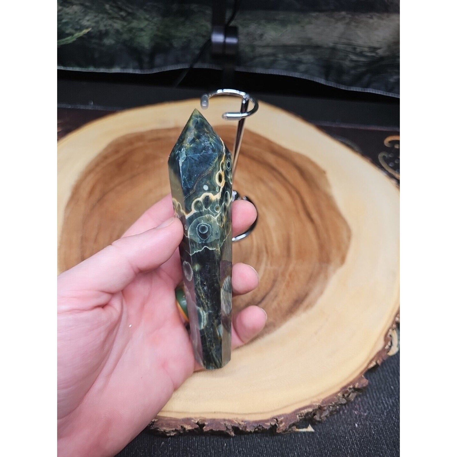 Moss Agate Generator W/Stand 220grams by CrystalCloud Company