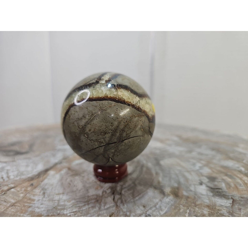 Natural Septarian Dragon Stone Crystal Sphere — 350g with Display Stand | CrystalCloud Company by CrystalCloud Company