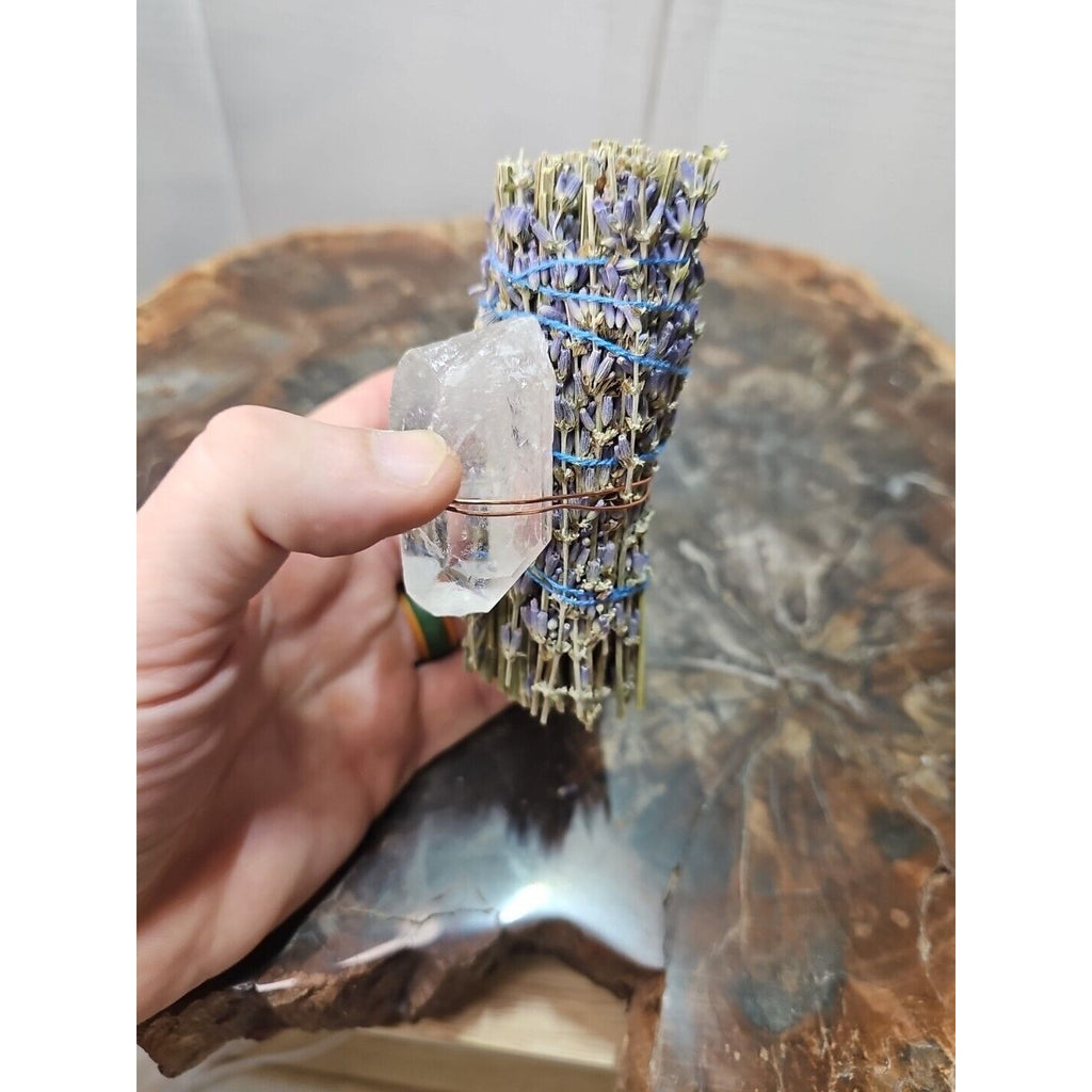 Lavender wrapped crystal W/ Huge White Quartz Healing by CrystalCloud Company