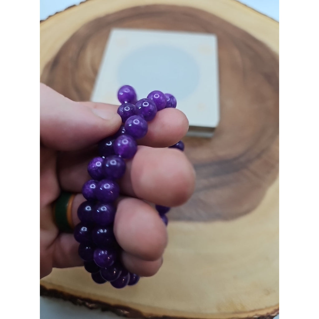 8mm Amethyst Bead Handmade Stretch Bracelet NWT - 7" by CrystalCloud Company