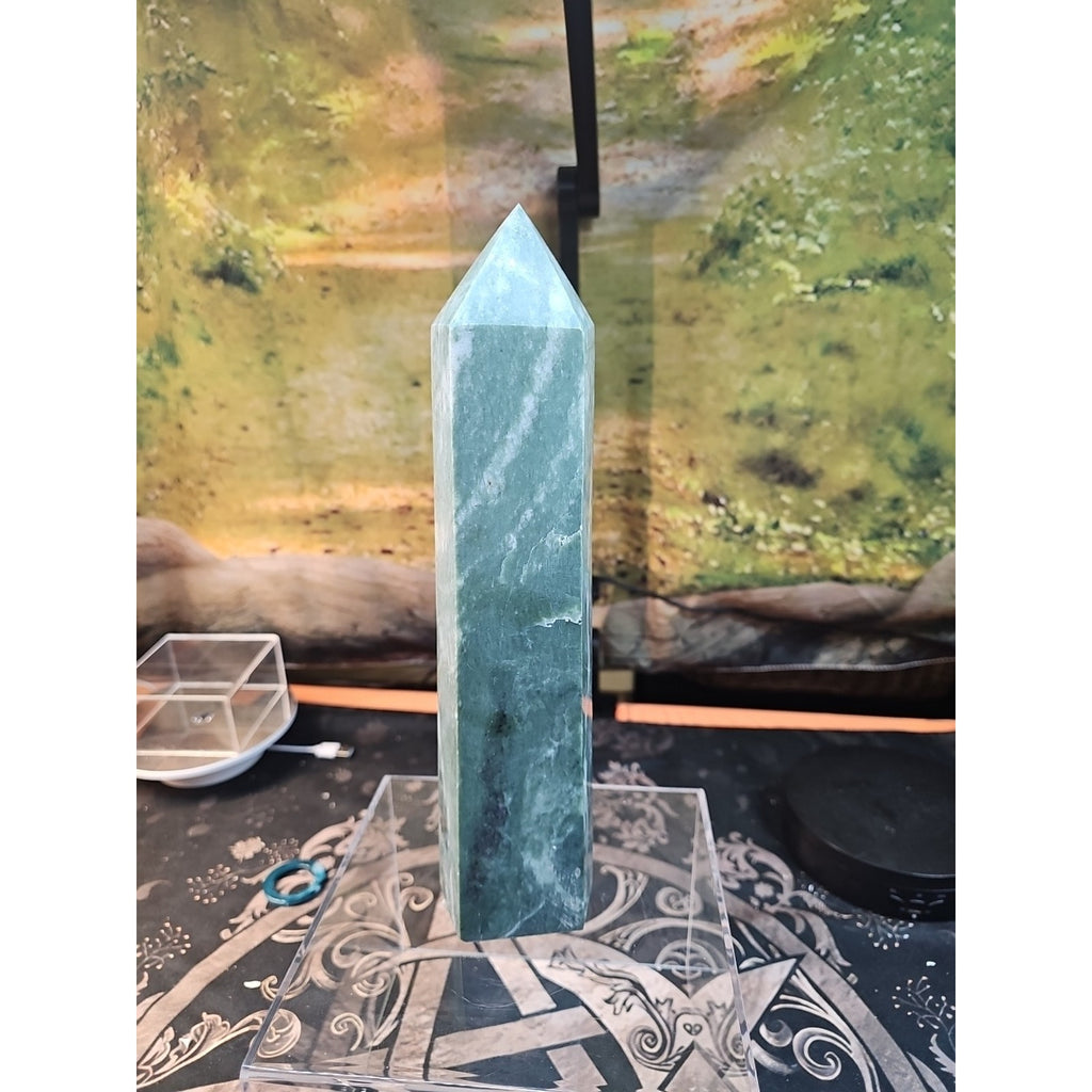 5.04lbs 11.5in Tall Green Jasper Crystal Point Tower Healing by CrystalCloud Company