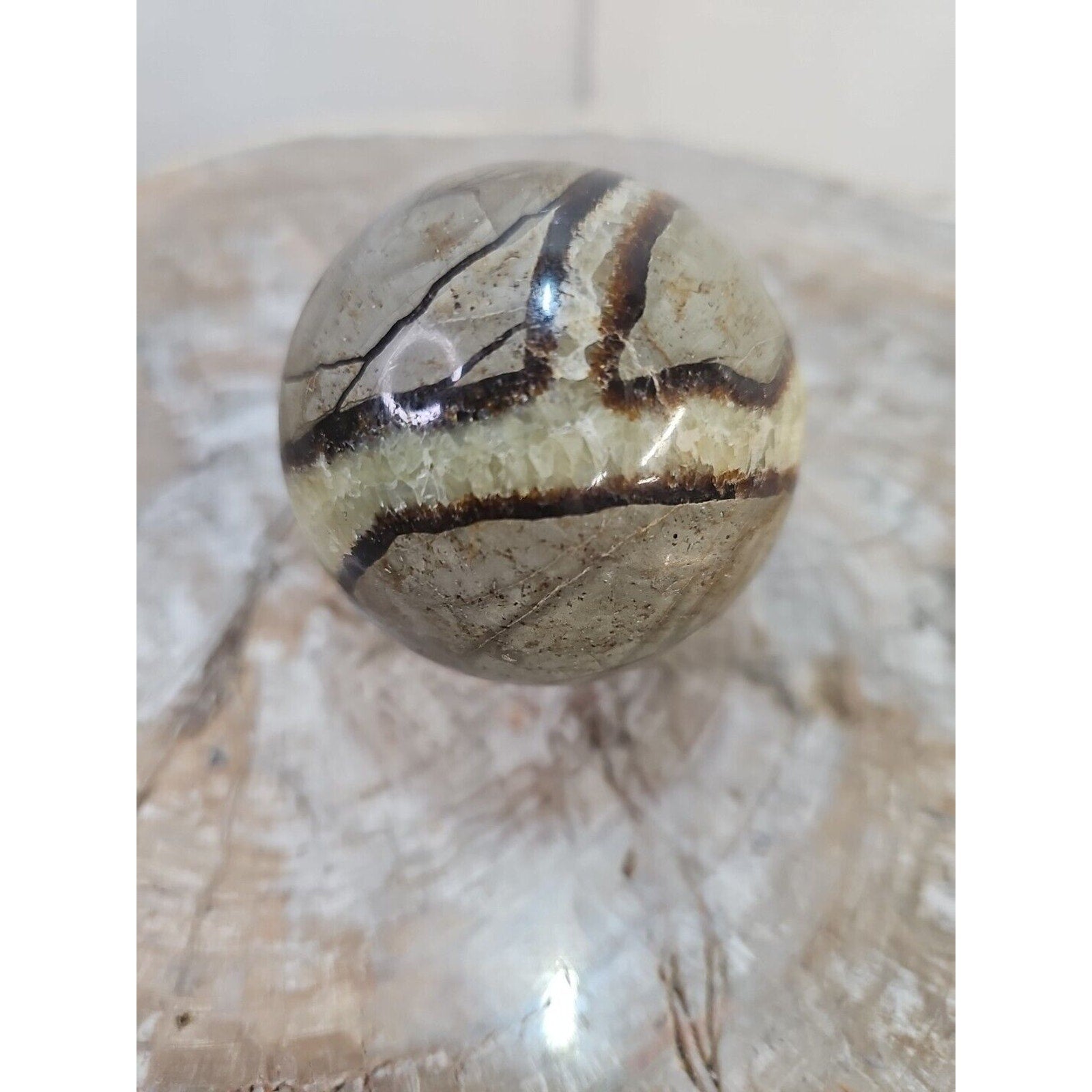 Natural Septarian Dragon Stone Crystal Sphere — 350g with Display Stand | CrystalCloud Company by CrystalCloud Company