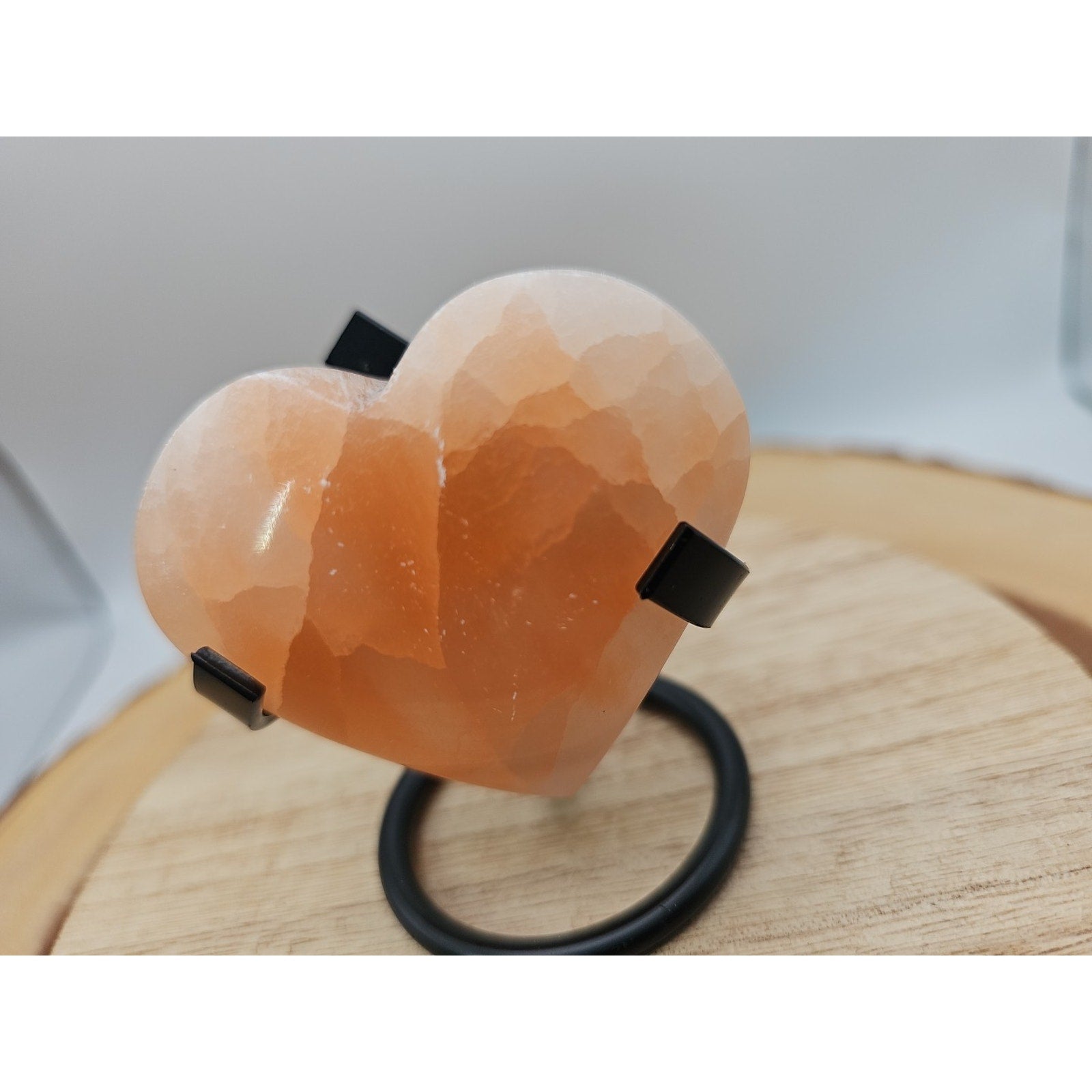 Peach Selenite Palm Stone W/stand 1each by CrystalCloud Company