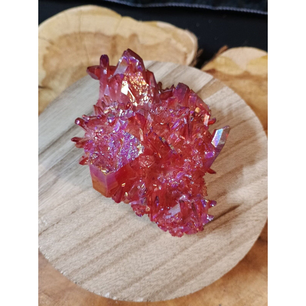 0.6lb Rainbow Aqua Aura Quartz Crystal Cluster Points Titanium Coating by CrystalCloud Company