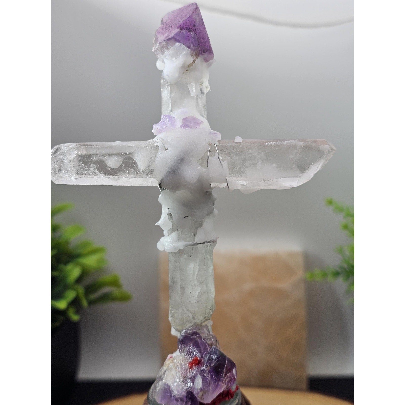Skull & quartz cross by CrystalCloud Company