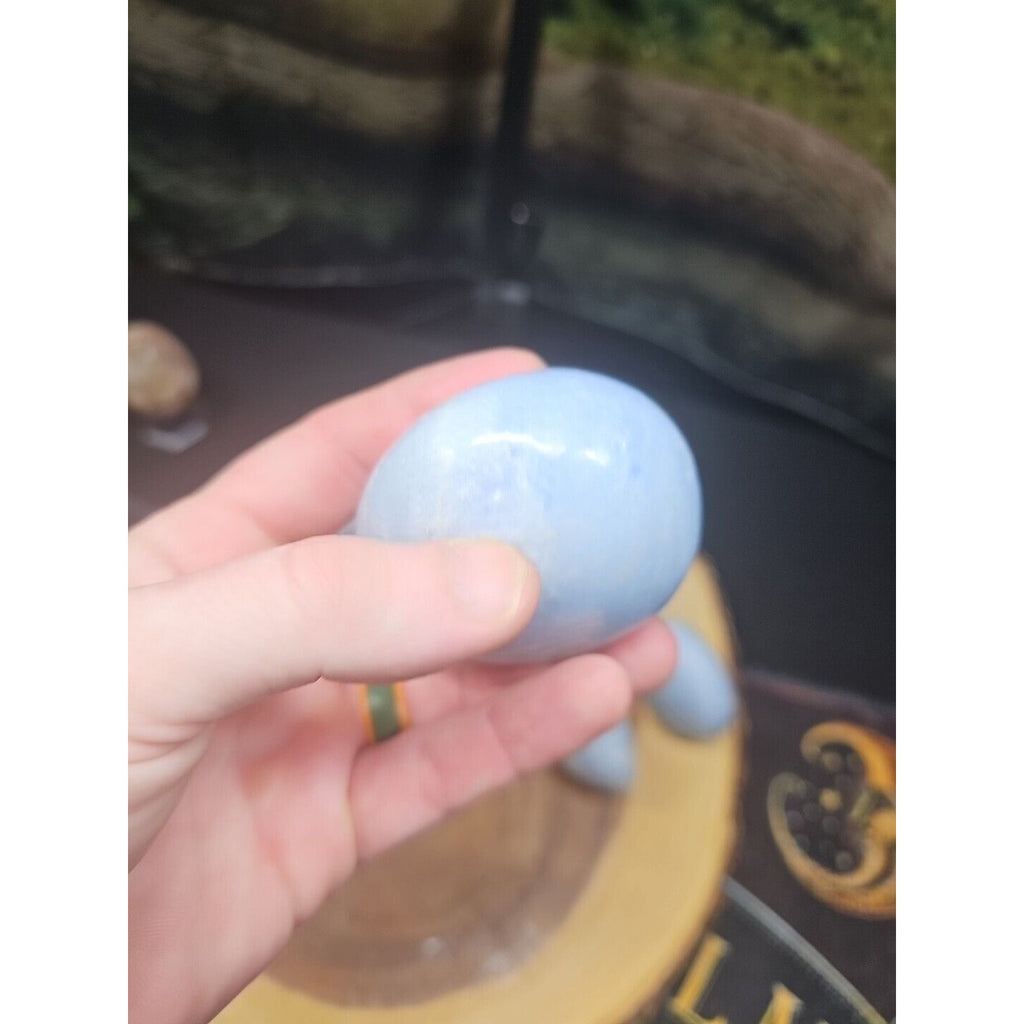 Baby Blue Celestite Crystal Palm Stones — 1 lb, 2-Piece Set from Brazil | CrystalCloud Company by CrystalCloud Company