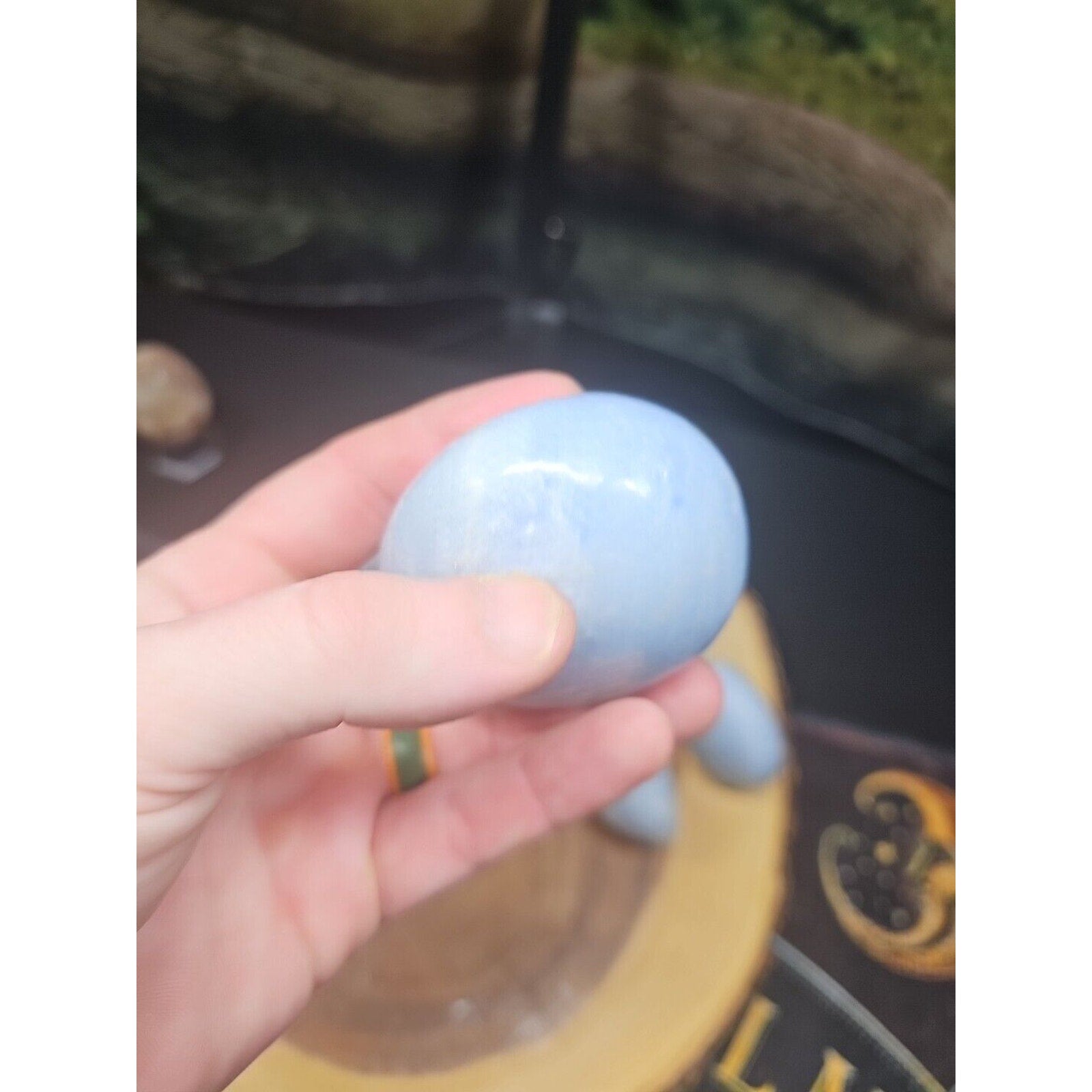 Baby Blue Celestite Crystal Palm Stones — 1 lb, 2-Piece Set from Brazil | CrystalCloud Company by CrystalCloud Company