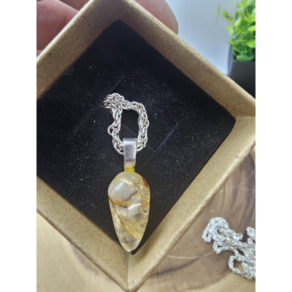 Tear Drop citrine pendant necklace 16in by CrystalCloud Company