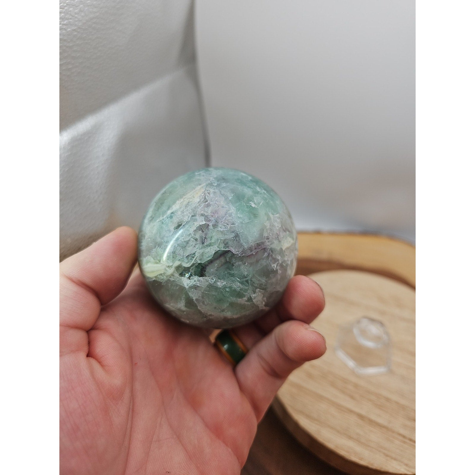 1.16lb Natural Rainbow Fluorite Quartz Crystal Sphere Ball Polished by CrystalCloud Company