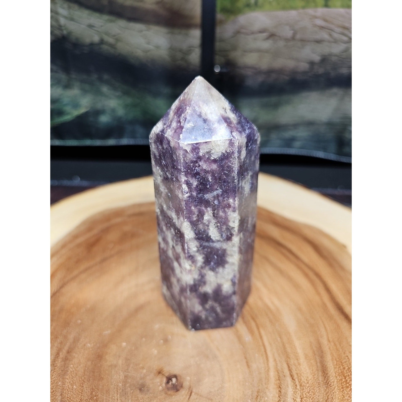 1ea Natural Purple Mica Lepidolite Crystal Point Tower Africa 539g by CrystalCloud Company