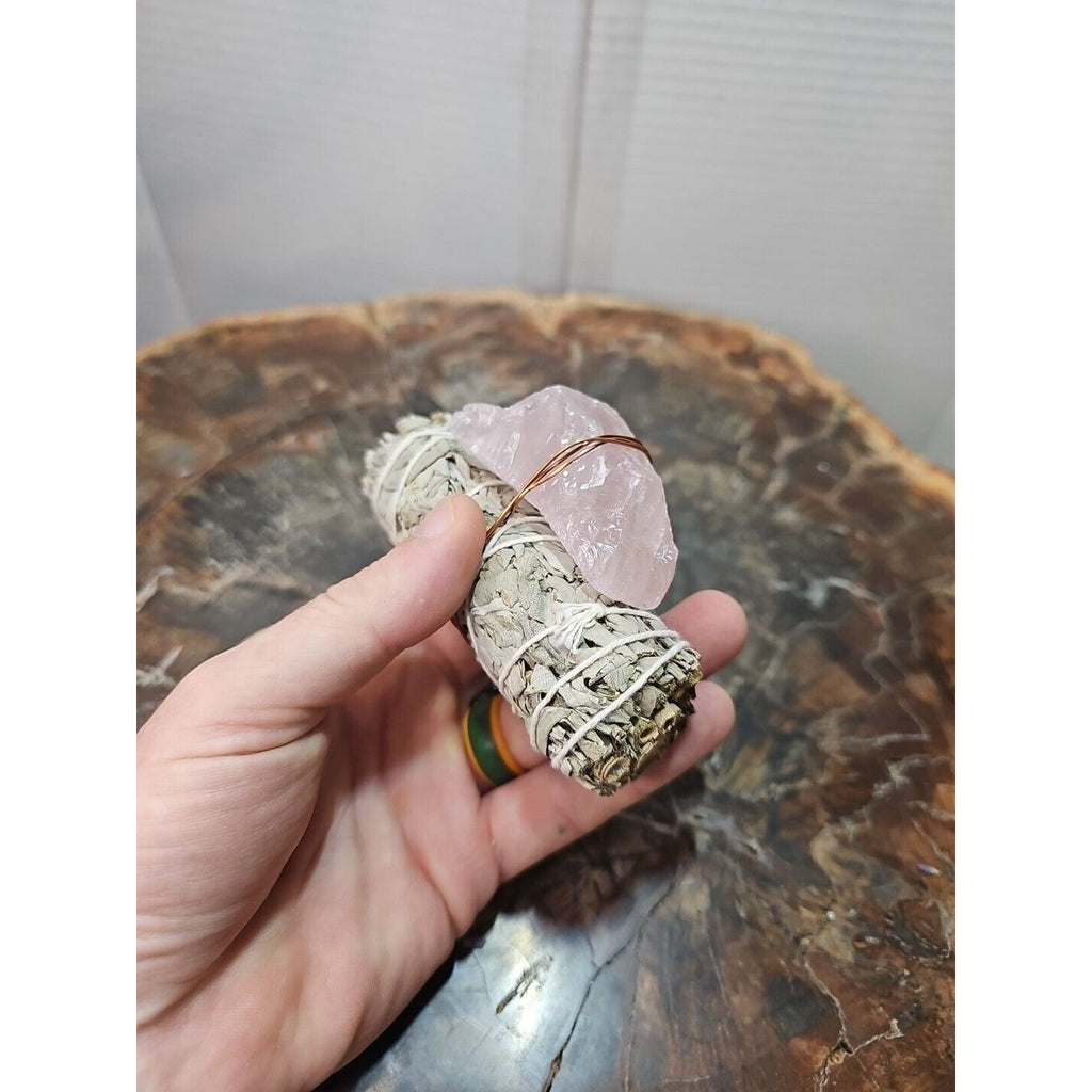 Sage & Rose Quartz Healing Crystal Bundle — Smudge Gift Set | CrystalCloud Company by CrystalCloud Company