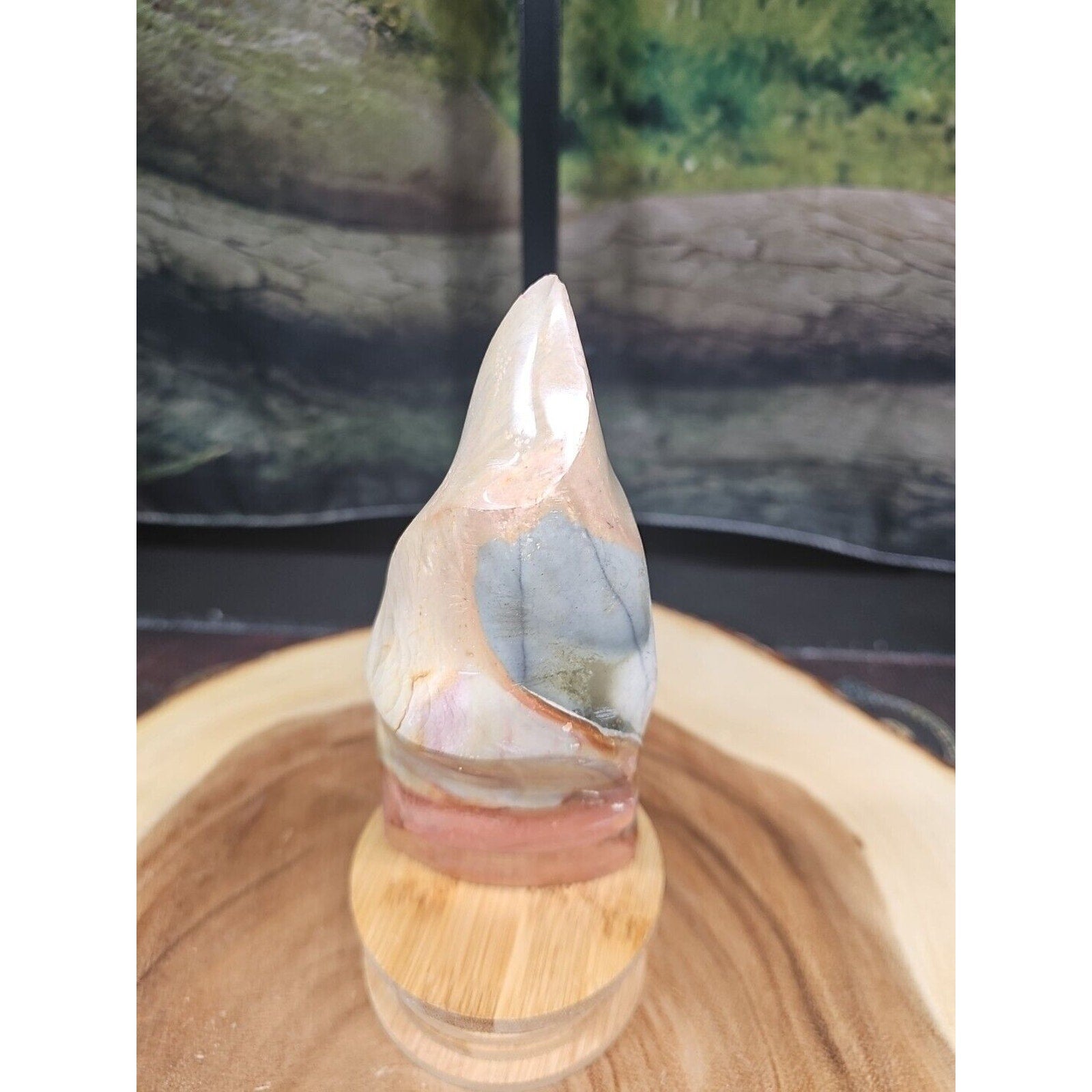 1.20LB 1Pcs Natural Polychrome Ocean Jasper Crystal Flame Point Carved Healing by CrystalCloud Company