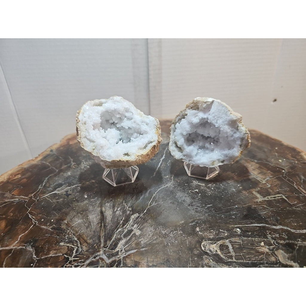 1.18lbs Pair Geode Crystal Moroccan Quartz W /Stands by CrystalCloud Company