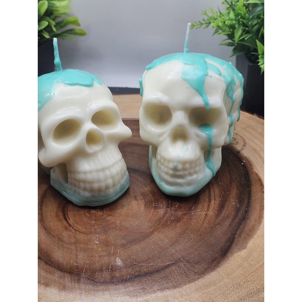 Pair skull candles by CrystalCloud Company