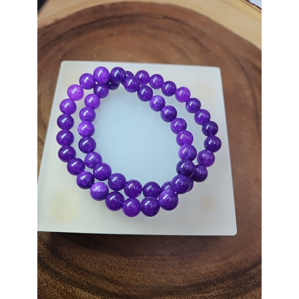 8mm Amethyst Bead Handmade Stretch Bracelet NWT - 7" by CrystalCloud Company