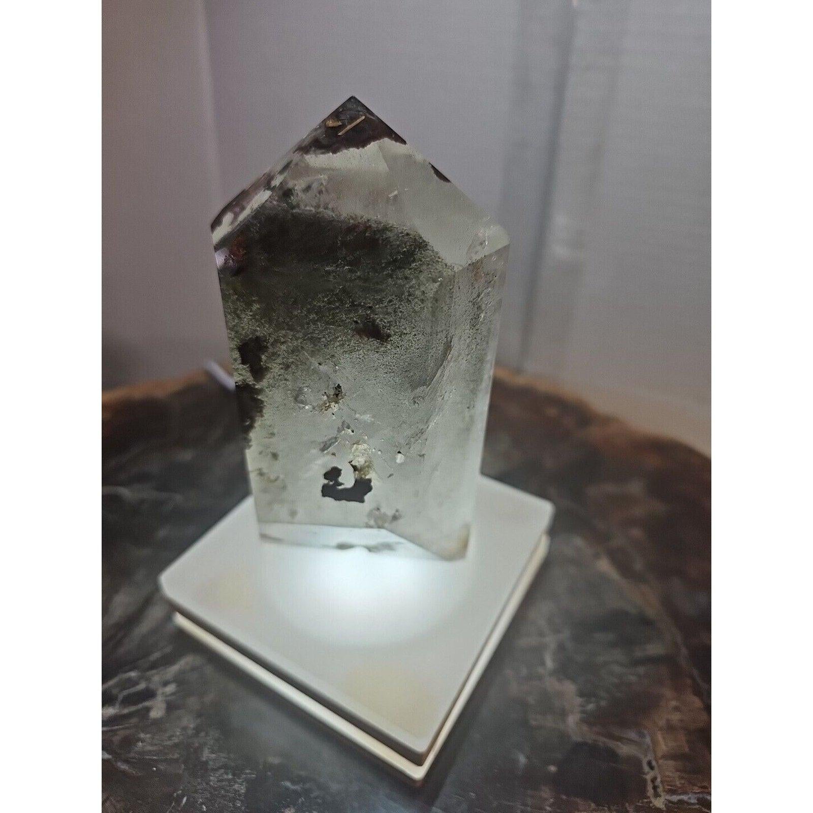 Madagascar Green Ghost Phantom Quartz Obelisk - 1.73LB Vitreous Healing Point | CrystalCloud Company by CrystalCloud Company