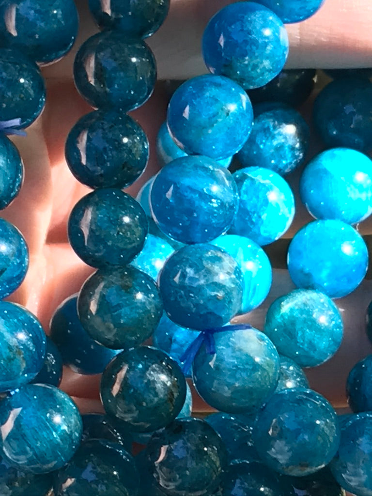 Blue Apatite 9 mm Bracelet for Motivation, Stretchy