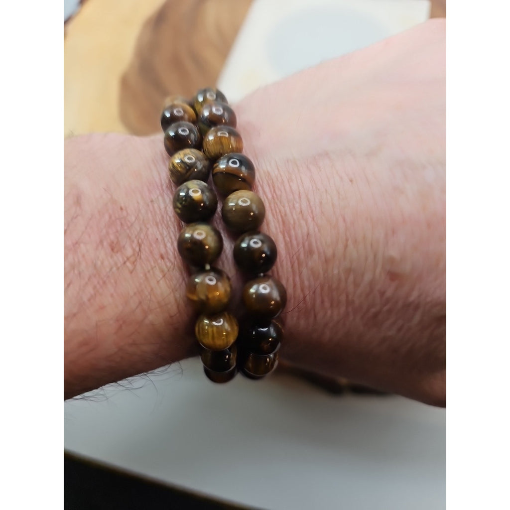 1 Handmade 8mm Mixed Natural Gemstone Tigers Eye Stretchy Bracelet Reiki Chakra by CrystalCloud Company