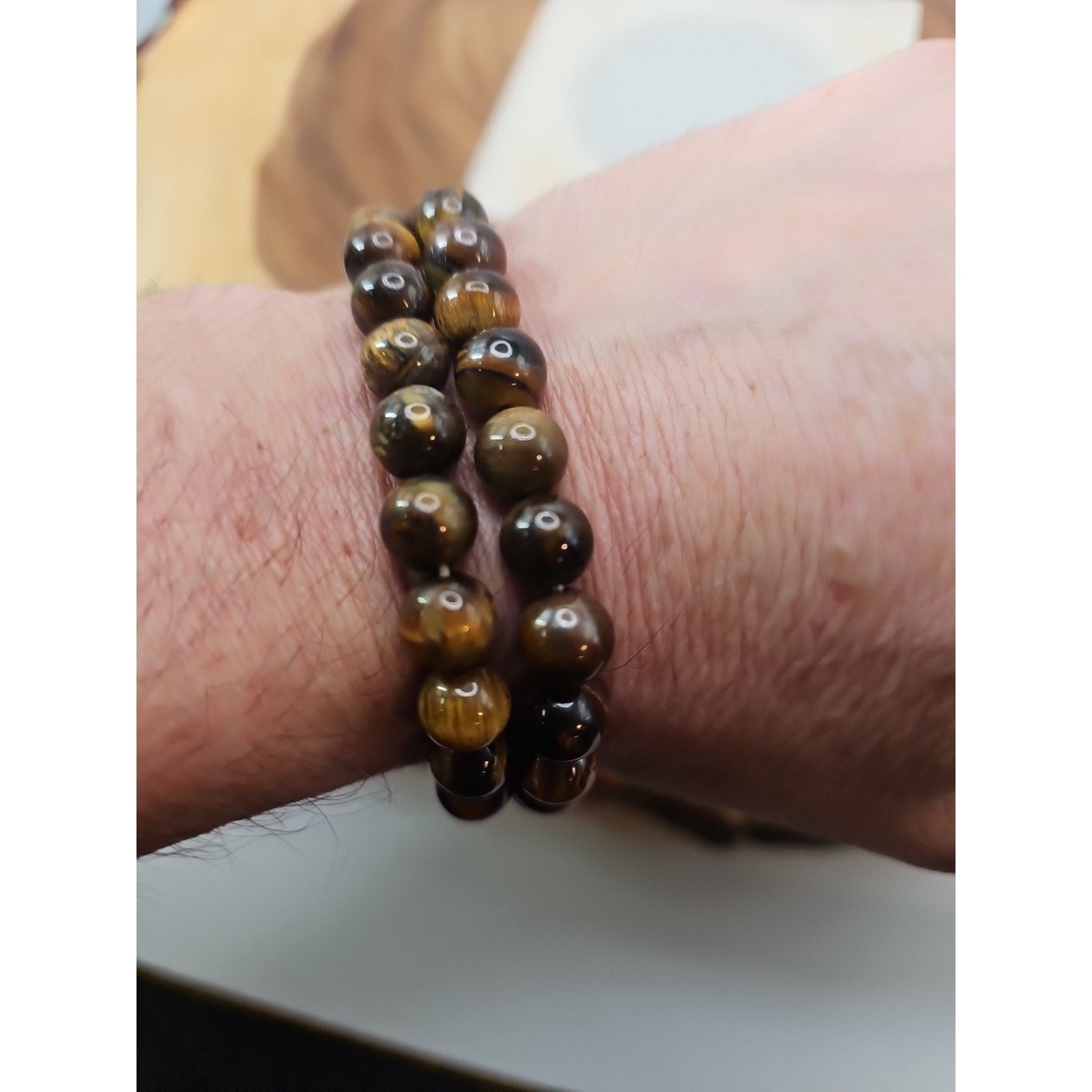 1 Handmade 8mm Mixed Natural Gemstone Tigers Eye Stretchy Bracelet Reiki Chakra by CrystalCloud Company