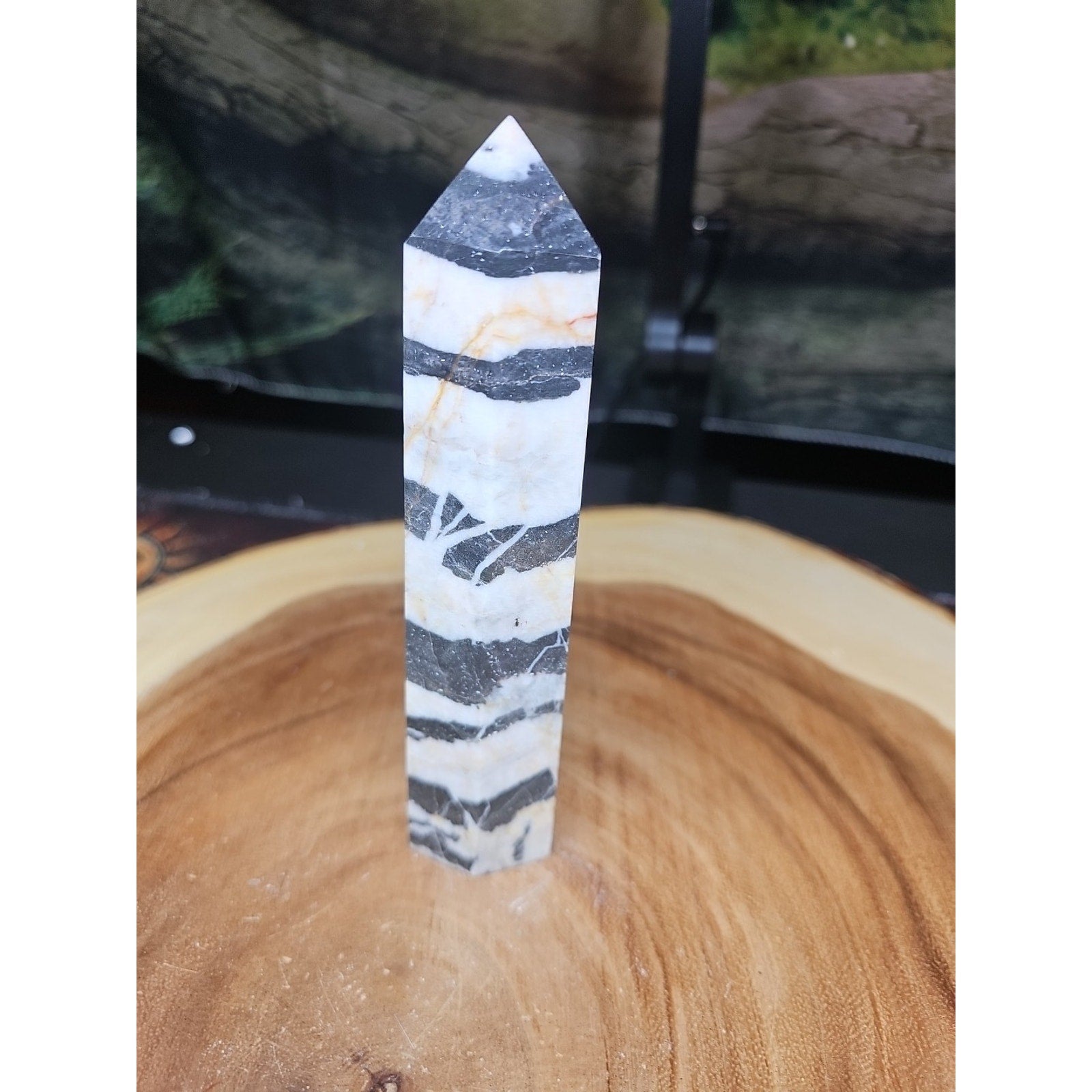 Zebra Stone Tower 341g 6in Tall by CrystalCloud Company