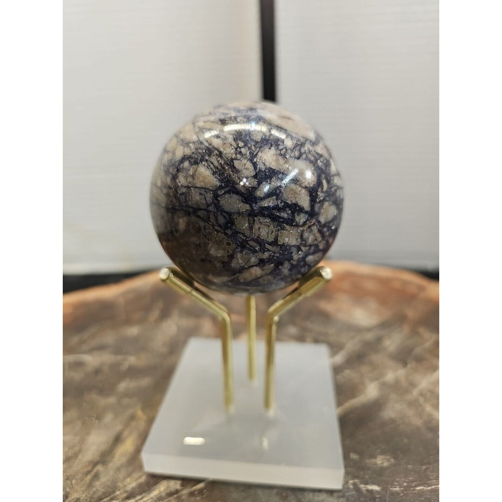 60mm Natural Phantom Chevron Amethyst Quartz Crystal Sphere W/Stand by CrystalCloud Company