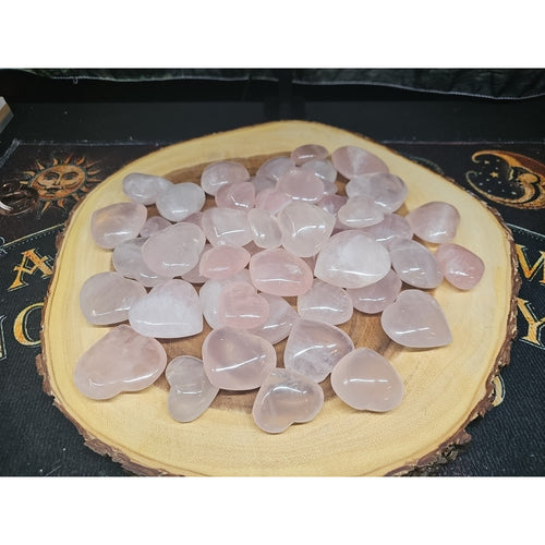 5Pcs Natural Pink Rose Quartz Crystal Heart Carved Palm Stone by CrystalCloud Company