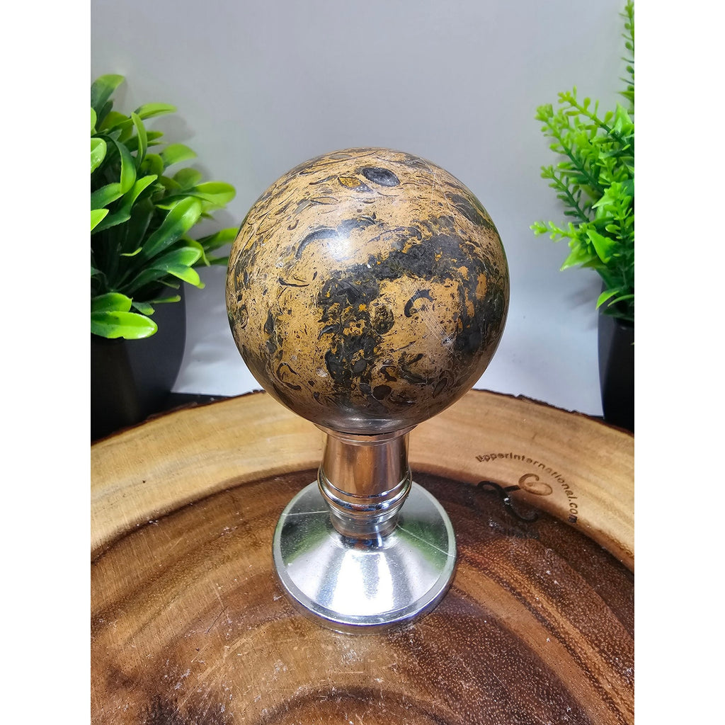 Mexican Crazy Lace Agate Sphere 55mm+ with Metal Stand