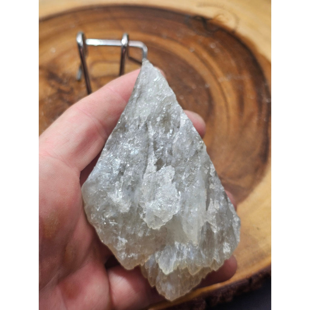 Large Natural Clear Crystal Point on Metal Display Stand