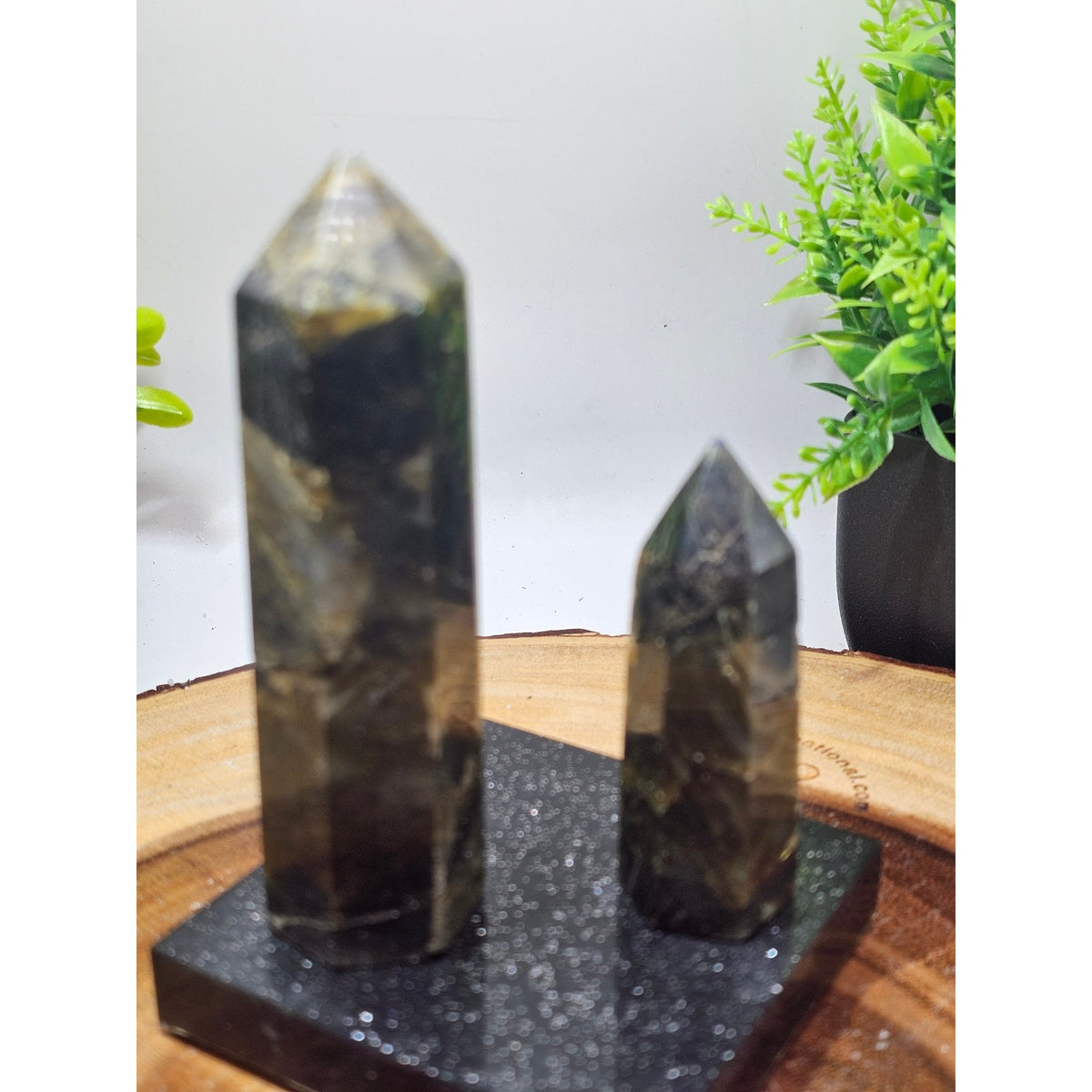 Labradorite Towers on Resin Base — Set of 2