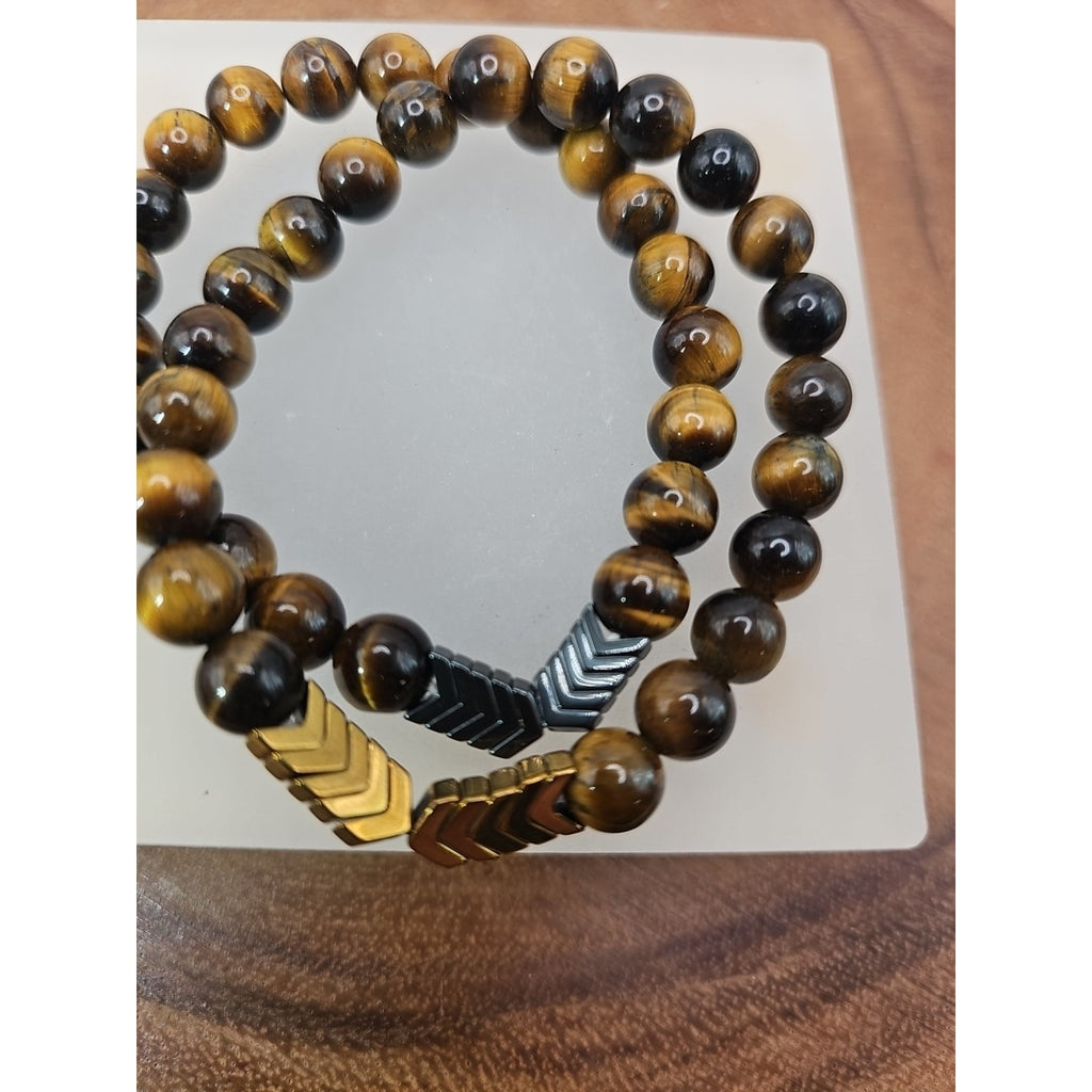 1 Handmade 8mm Mixed Natural Gemstone Tigers Eye Stretchy Bracelet Reiki Chakra by CrystalCloud Company