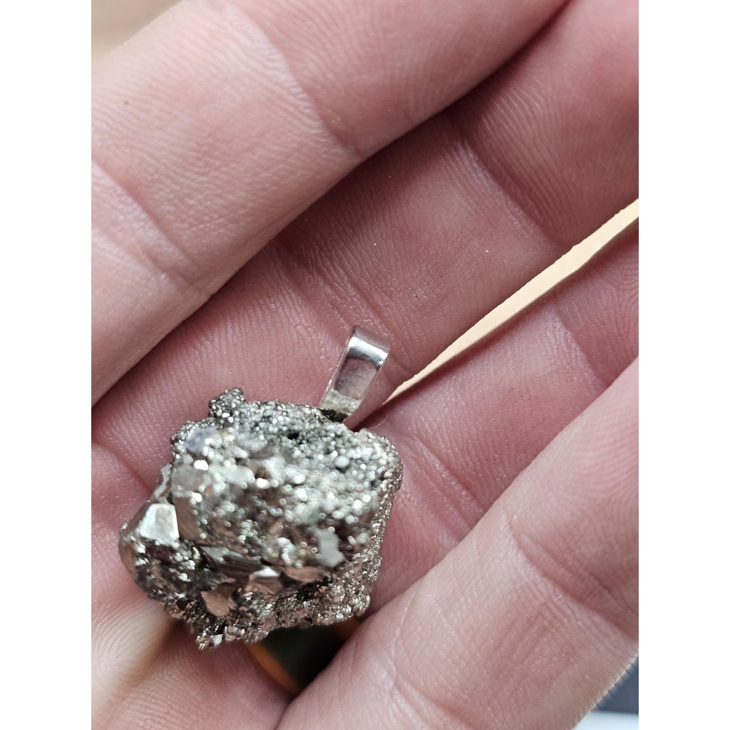 Golden Pyrite Pendant w/silver Chain by CrystalCloud Company