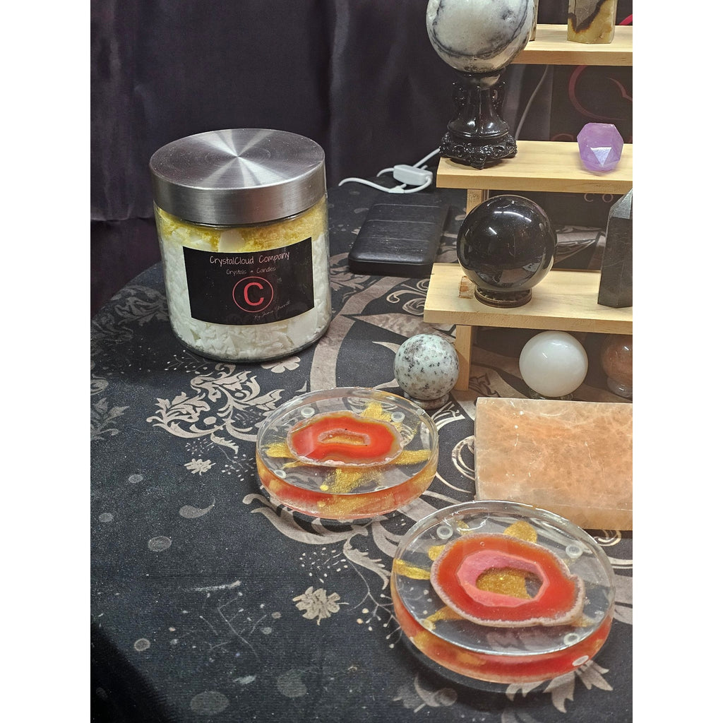 Huge Crystal Collection Lot — Agate Coasters, Towers, Spheres, Necklaces, Candles & More