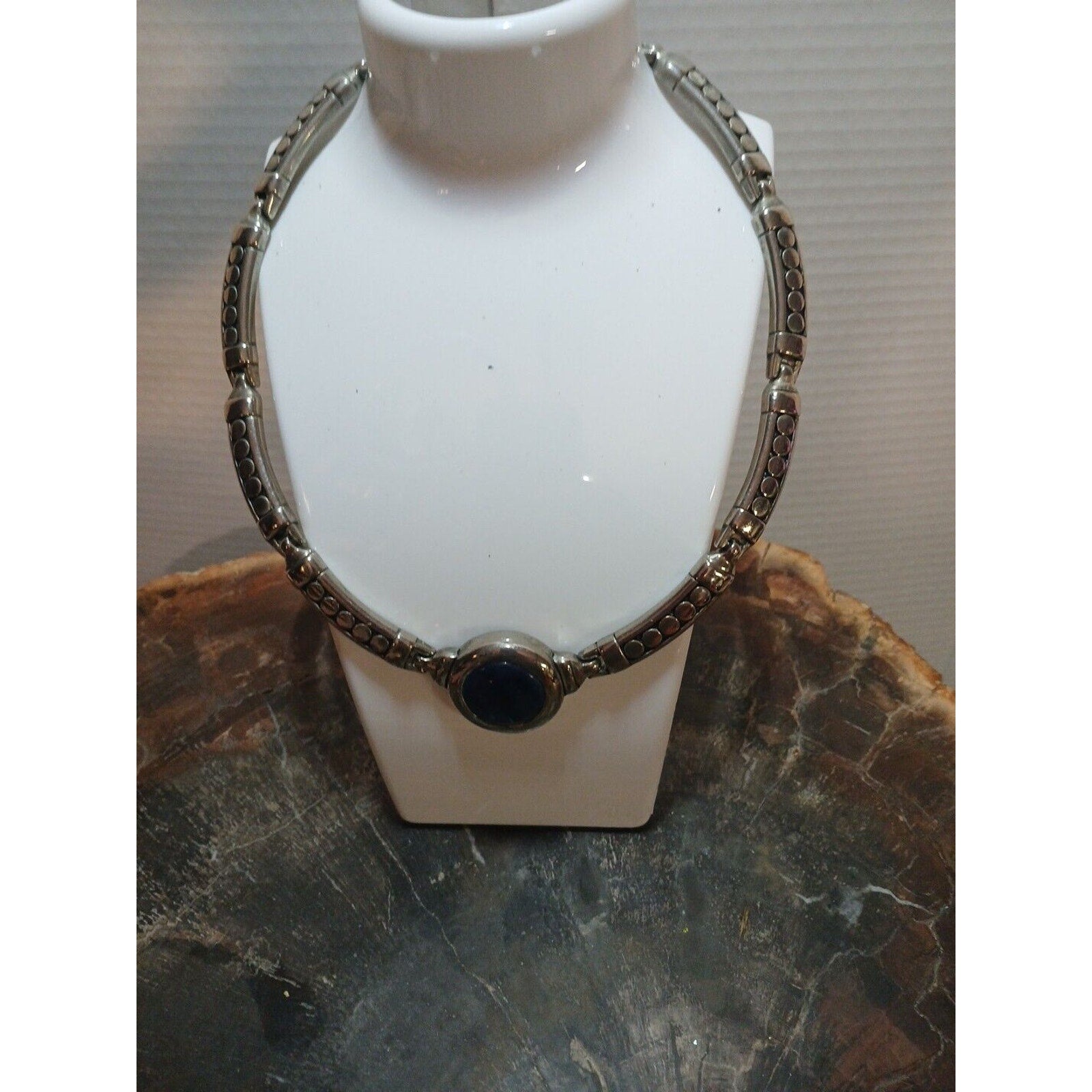 Silver Plated Necklace with Natural Stone Pendant by CrystalCloud Company