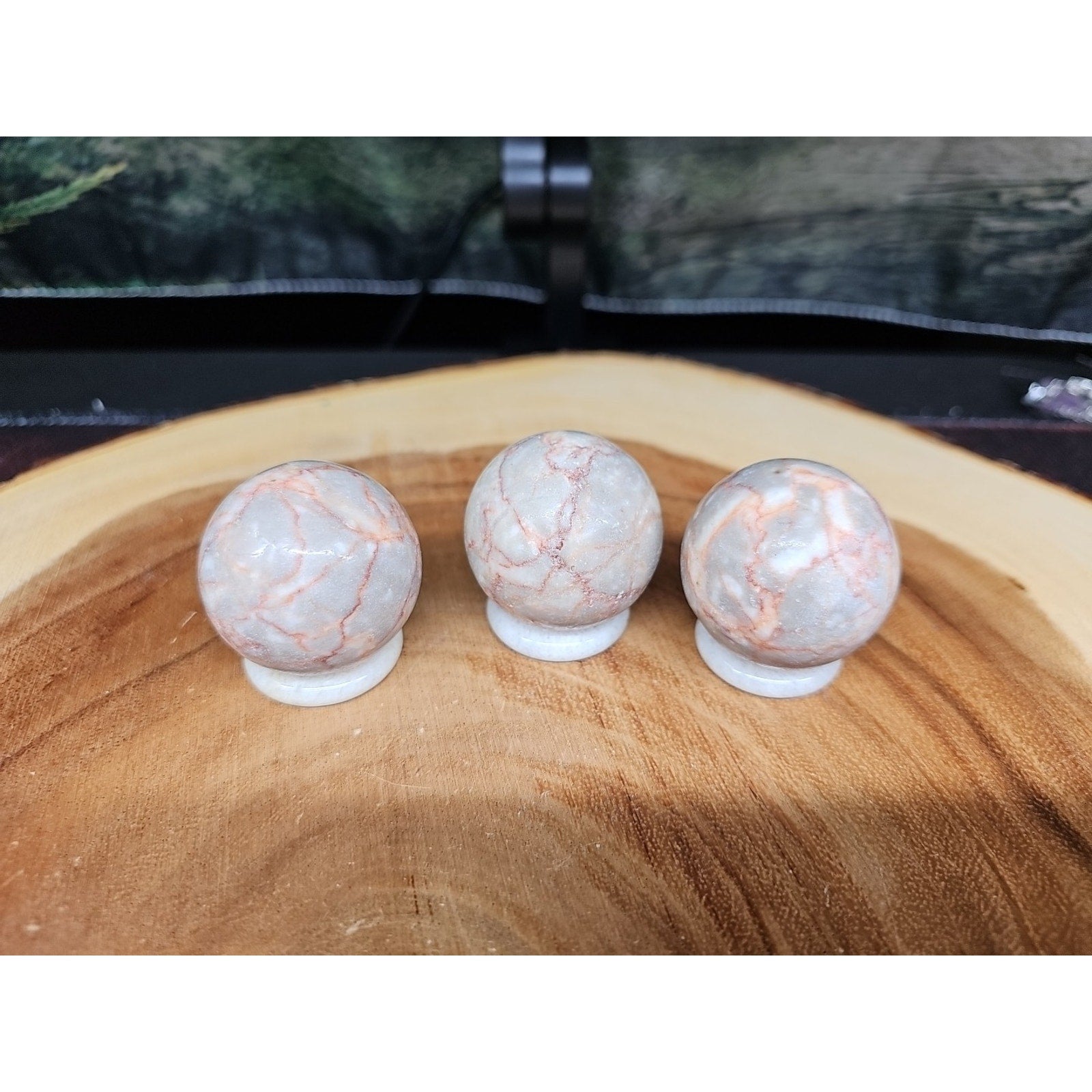 1each Natural Quartz Crystal Jasper Sphere Ball Healing 40mm W/ring Stand Random by CrystalCloud Company