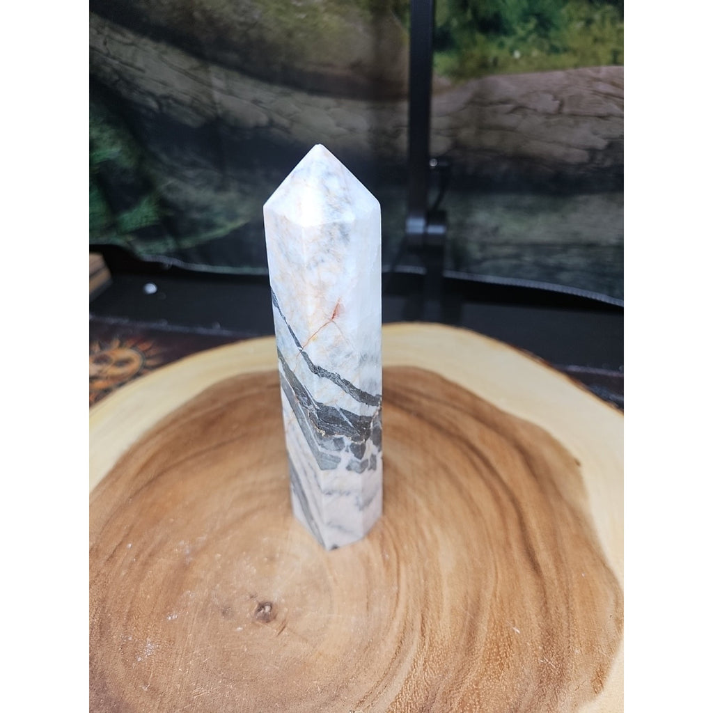 Zebra Stone Tower 347g 6.5in Tall by CrystalCloud Company