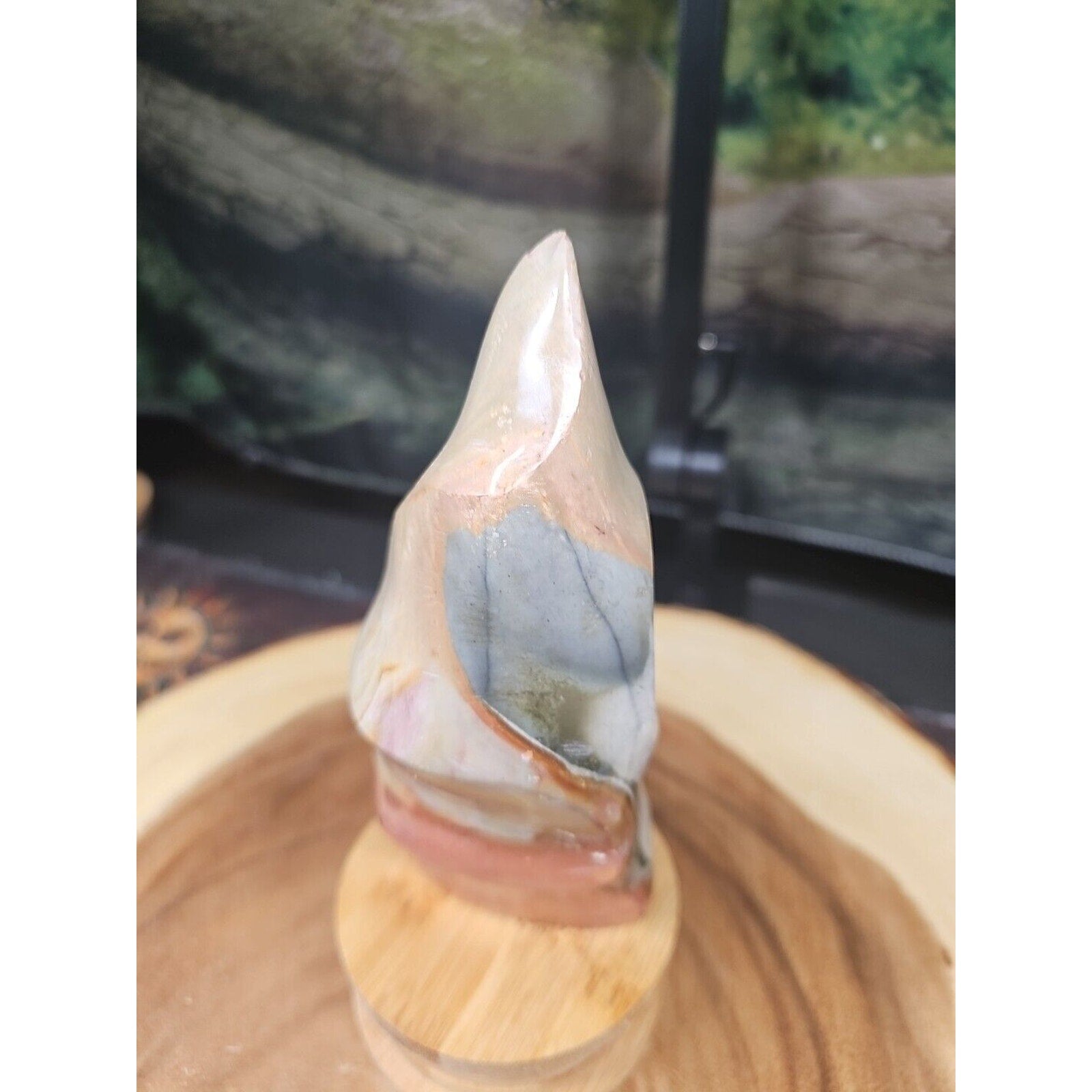 1.20LB 1Pcs Natural Polychrome Ocean Jasper Crystal Flame Point Carved Healing by CrystalCloud Company