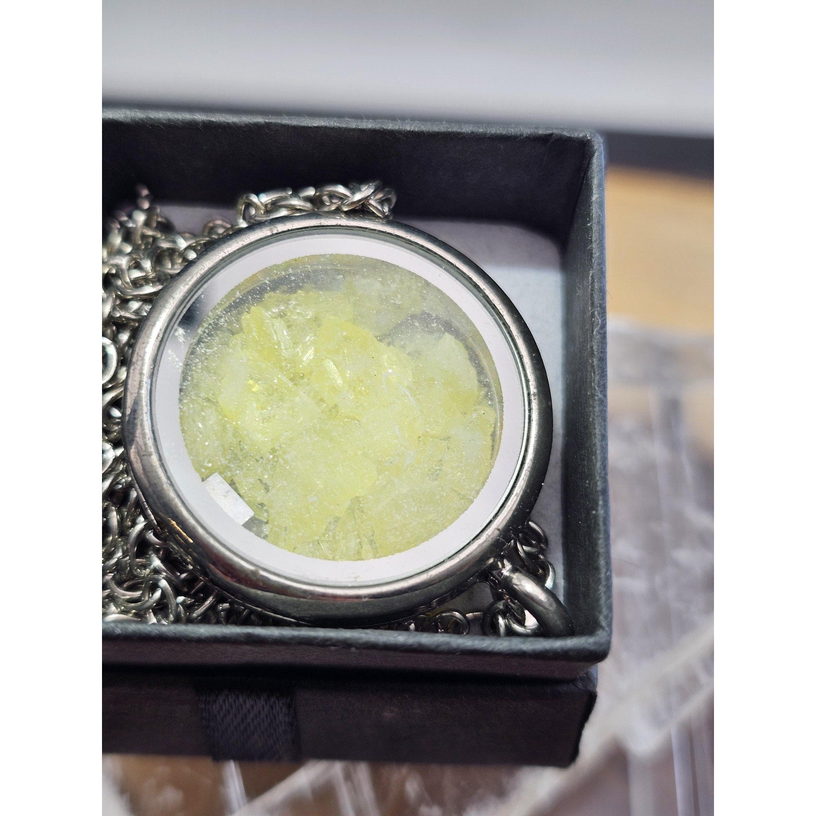 Crush Sulphur pendant w/18 inch chain by CrystalCloud Company