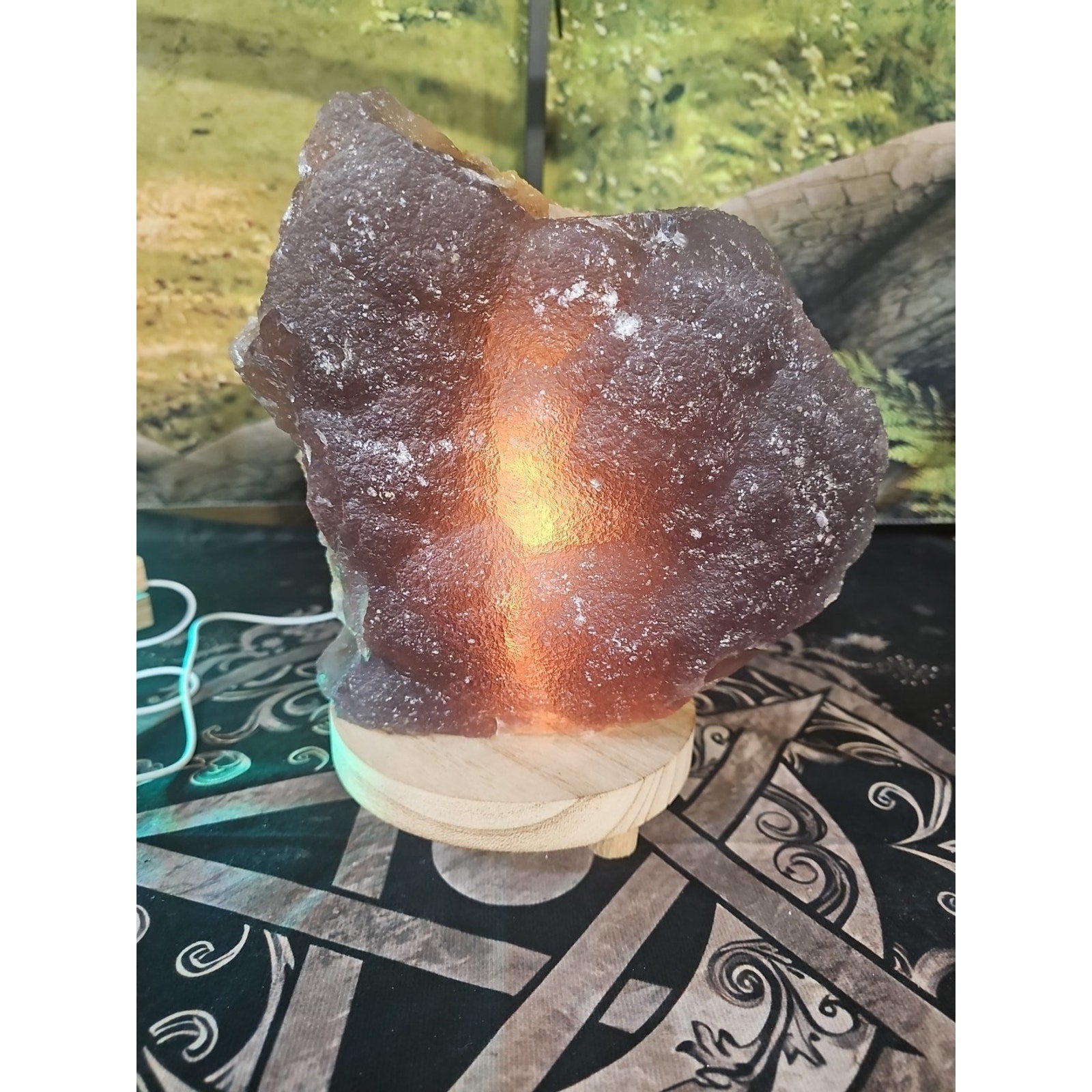 11.9LB Natural fluorite quartz crystal Cluster specimen W/led Back Light Stand by CrystalCloud Company