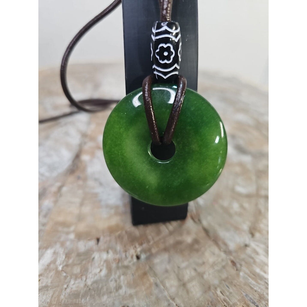 jade necklace Absolutely. Beautiful. With leather Strap by CrystalCloud Company