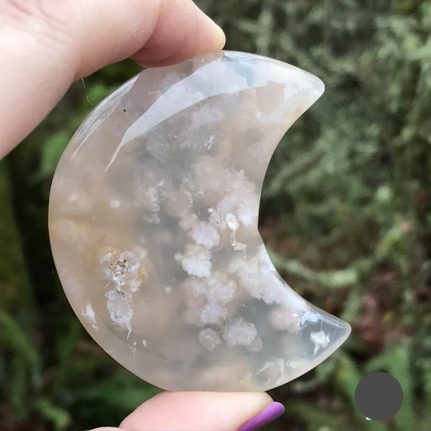 Flower Agate Moon for Confident Growth, Large, 2.5 Inches approx