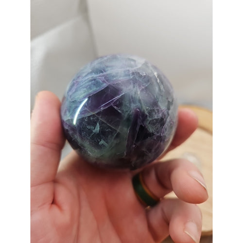 1.09lb Natural Rainbow Fluorite Quartz Crystal Sphere Ball Polished by CrystalCloud Company