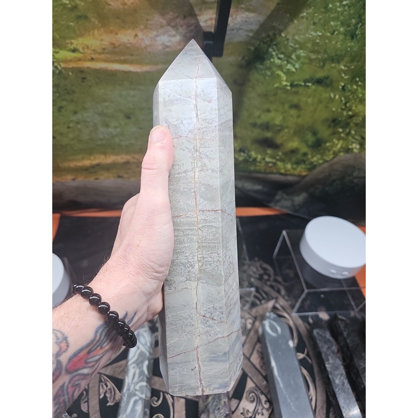 6.66lbs 12in Tall Ocean Jasper Crystal Point by CrystalCloud Company