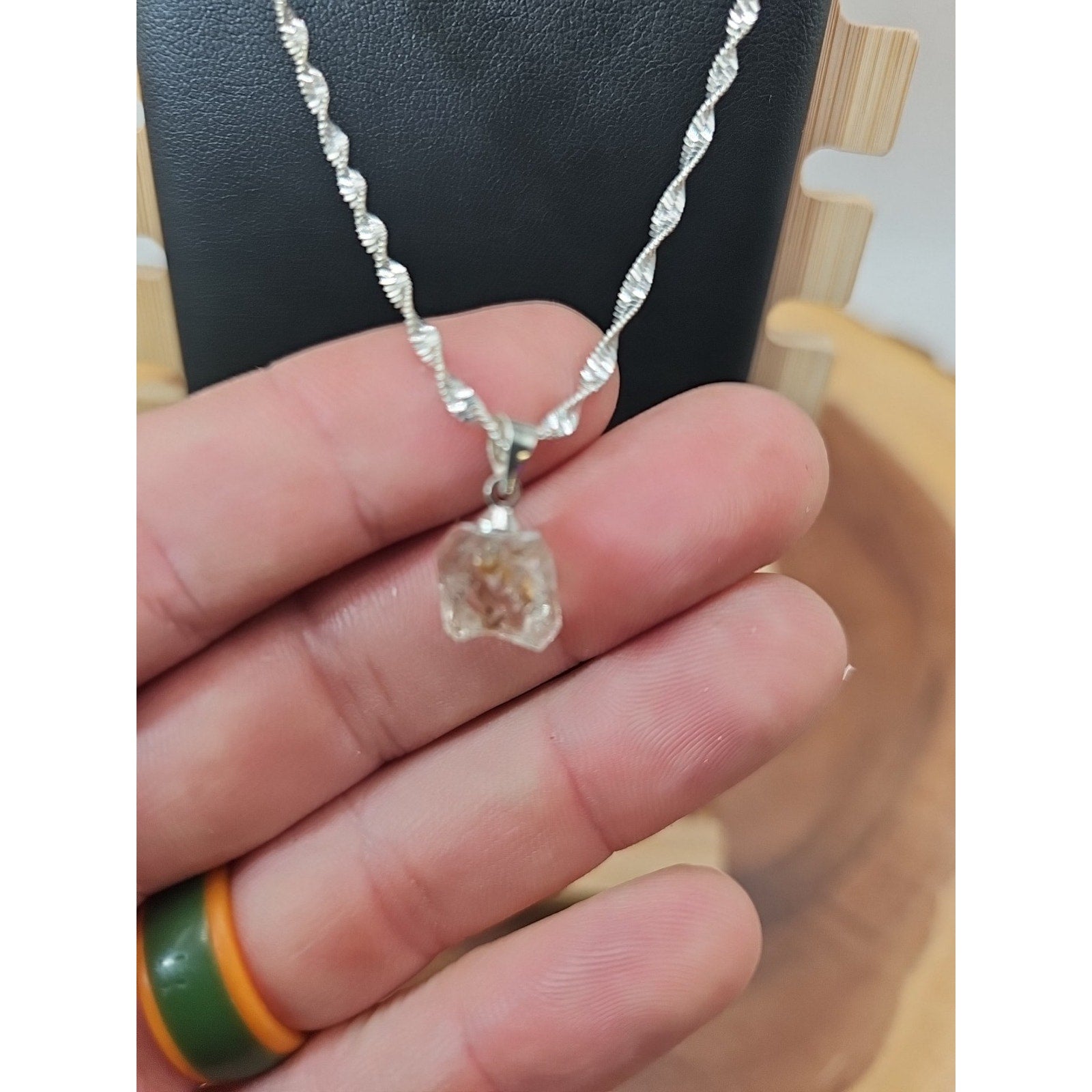 Herkimer diamond necklace W/sterling Silver 925 Chain 16in by CrystalCloud Company