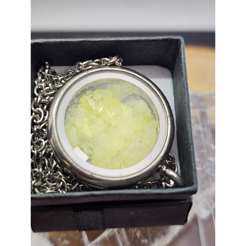 Crush Sulphur pendant w/18 inch chain by CrystalCloud Company